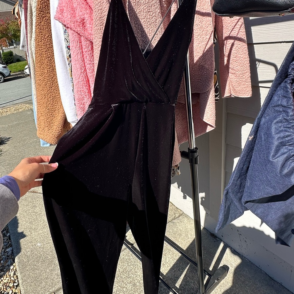 Express Black Velvet Jumpsuit